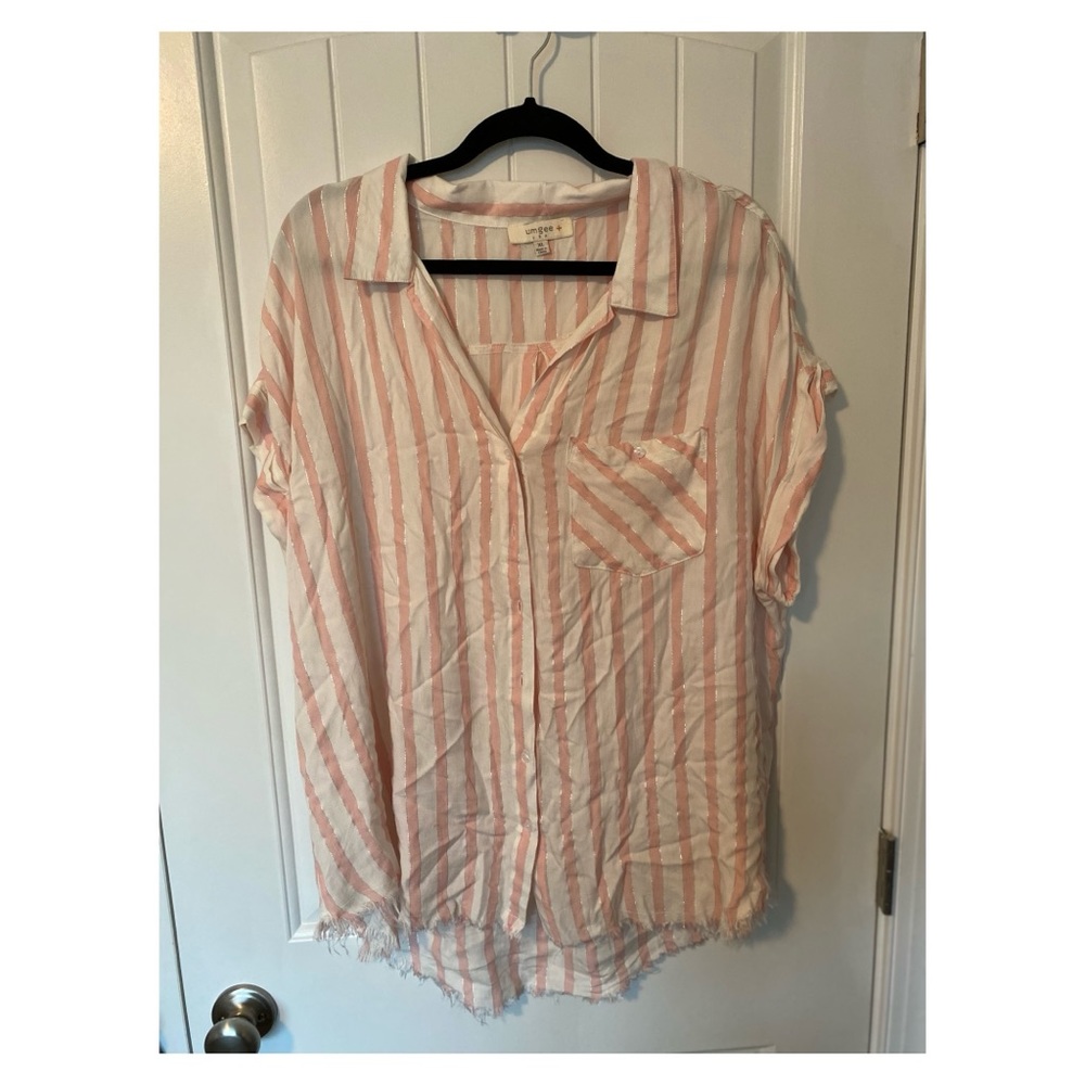 Oversized button down top